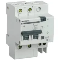 Дифавтомат IEK GENERICA 2P 20А (C) 4.5кА 30мА (AC), MAD15-2-020-C-030