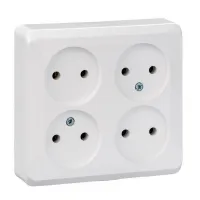 Розетка четырехместная Schneider Electric ETUDE, открытый монтаж, белый, PA16-205B