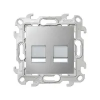 Розетка компьютерная 2хRJ45 кат 5е UTP Simon 24 Harmonie, алюминий