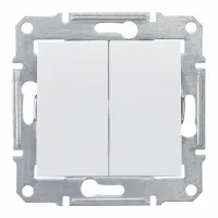 Выключатель 2-клавишный Schneider Electric SEDNA, скрытый монтаж, белый, SDN0300421