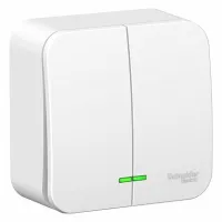 Выключатель 2-клавишный Schneider Electric BLANCA, открытый монтаж, белый, BLNVA105021