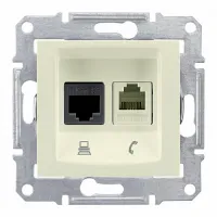 Розетка компьютерная 2xRJ45 Cat.5 Schneider Electric SEDNA, бежевый, SDN5100147