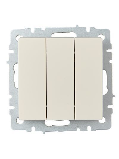 BRITE Выключатель трехклавишный 10А ВС10-3-0-БрКр бежевый