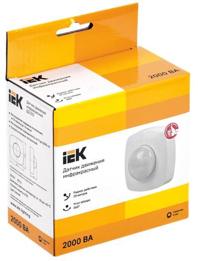 Датчик движения ДД 022 белый 2000Вт 360гр 4мх20м IP20 IEK