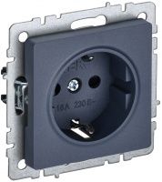 BRITE Розетка с заземлением/крышкой/шторками 16А РС14-1-0-БрМ маренго