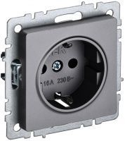 BRITE Розетка с заземлением/крышкой/шторками 16А РС14-1-0-БрС сталь