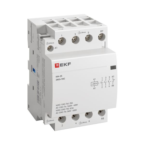 Контактор модульный КМ 25А 3NO+1NC 230В АС (3 мод.) PROXIMA EKF