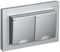 BRITE Розетка двойная с крышкой 16А в сб IP44 РСбш12-3-44-БрА алюминий