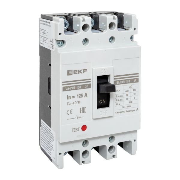 Выключатель автоматический в литом корпусе ВА-99М 100/125А 3P 10In 35кА с термомагнитным расцепителем EKF
