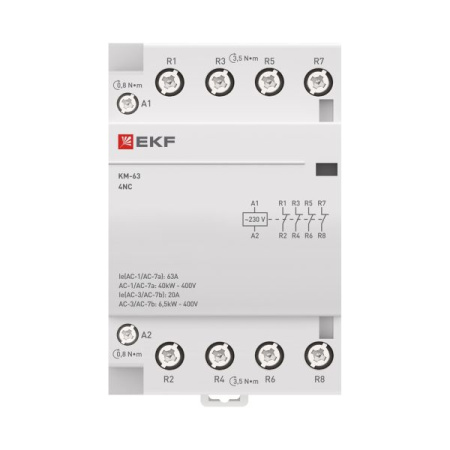 Контактор модульный КМ 63А 4NC 230В АС (3 мод.) PROXIMA EKF