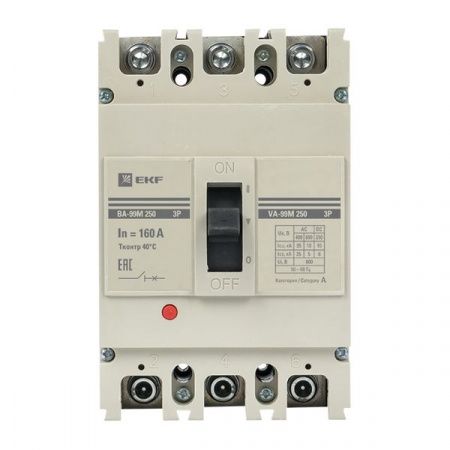 Выключатель автоматический в литом корпусе ВА-99М 250/160А 3P 10In 35кА с термомагнитным расцепителем EKF