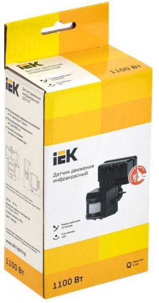 IEK Датчик движения ДД019(Ч)  1100Вт 120град.  12м.  IP44