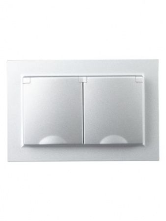 BRITE Розетка двойная с крышкой 16А в сб IP44 РСбш12-3-44-БрА алюминий