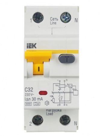 Диф. автомат  2П  32А  30мА  IEK  АВДТ-32  хар-кА С