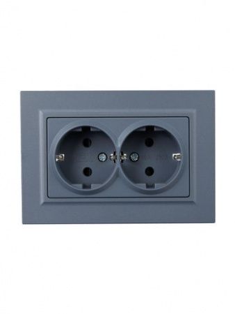 BRITE Розетка двойная с заземлением/крышкой/шторками 16А в сборе РСш12-3-БрМ маренго