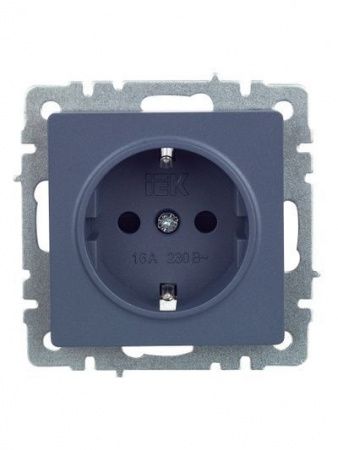 BRITE Розетка с заземлением/крышкой/шторками 16А РС14-1-0-БрМ маренго