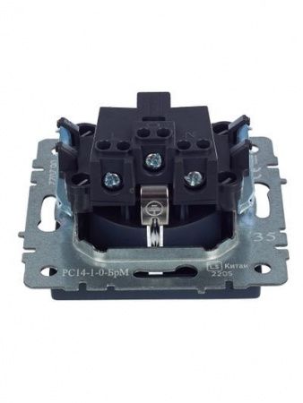 BRITE Розетка с заземлением/крышкой/шторками 16А РС14-1-0-БрМ маренго